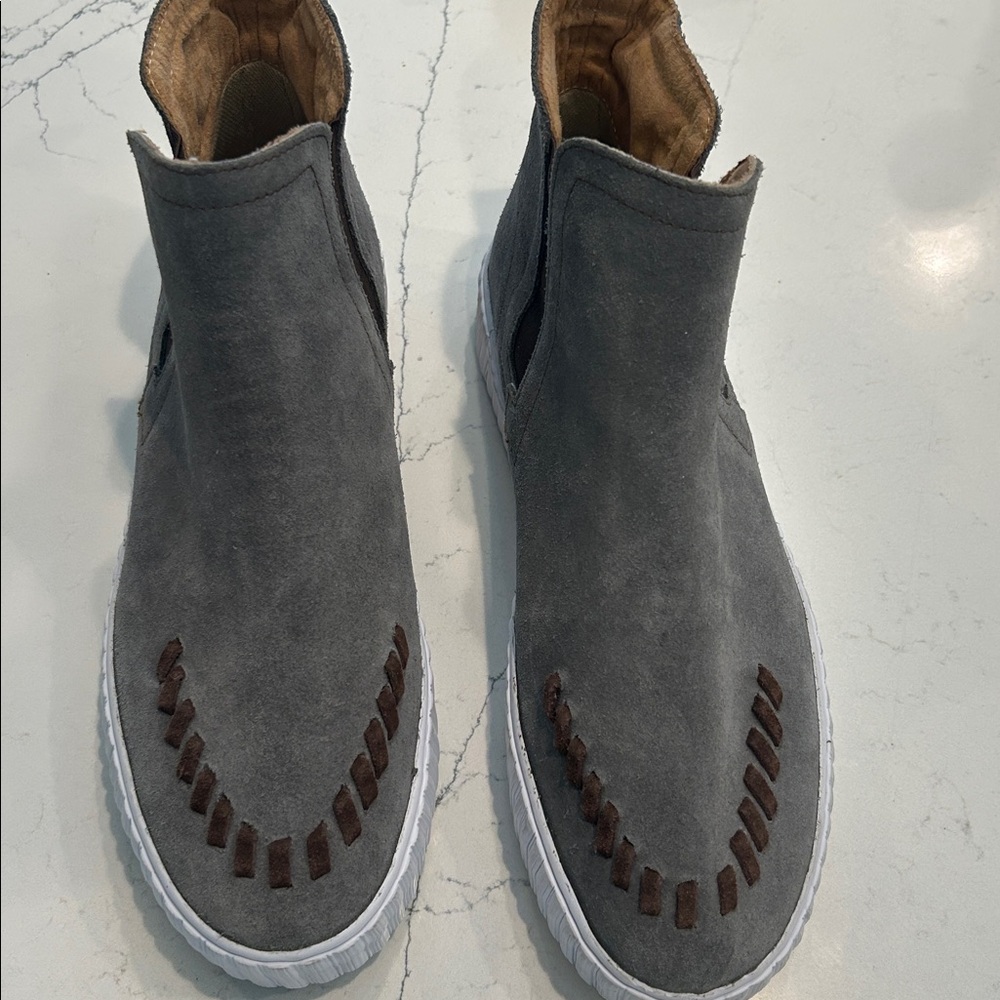 Reba by Justin Broadway Platform Grey‎ Leather boots 9